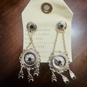 Anthropologie Gold and Black Chain Earrings